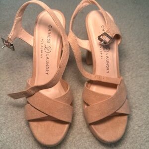 Chinese Laundry tan beige suede high heels pumps wedding shoes size 6.5